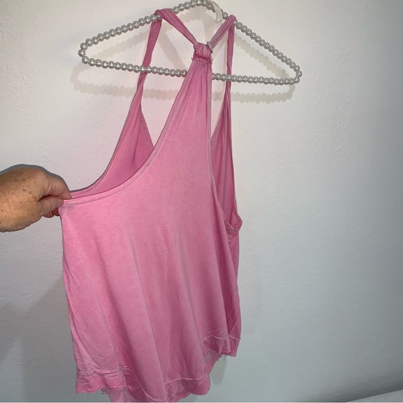 Free people pink tank size small cotton racer back - Picture 6 of 10